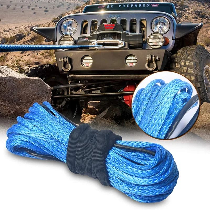 Cavo di Recupero Sintetico Durevole 6mmx15M 4500-6000LBS per Verricello 4WD ATV SUV Camion Barca - Corda da Traino per Verricello