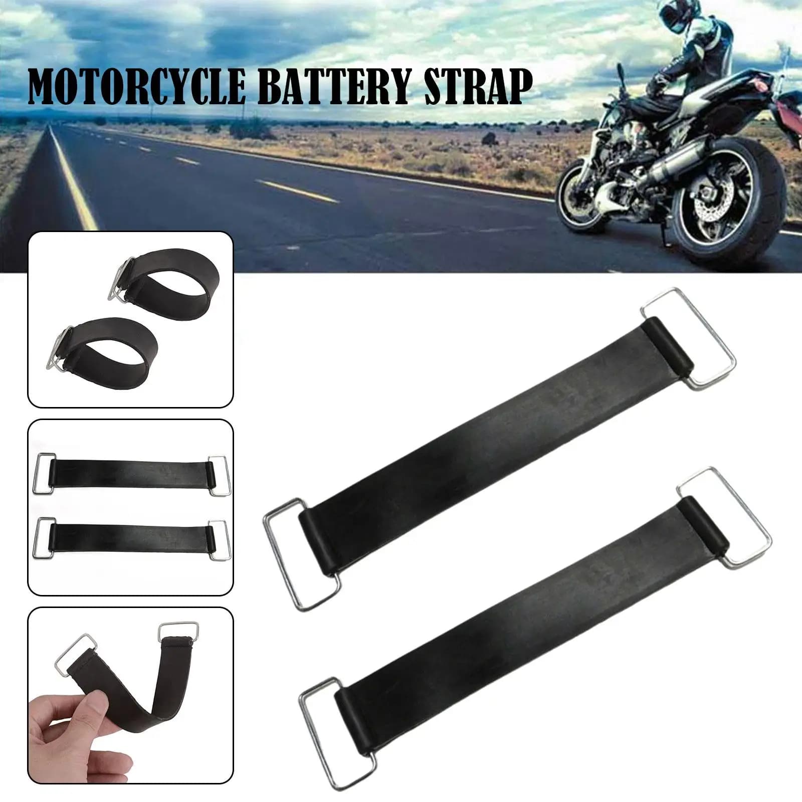 Cintura elastica per fasciatura elastica con supporto fisso per cinturino in gomma per batteria da moto