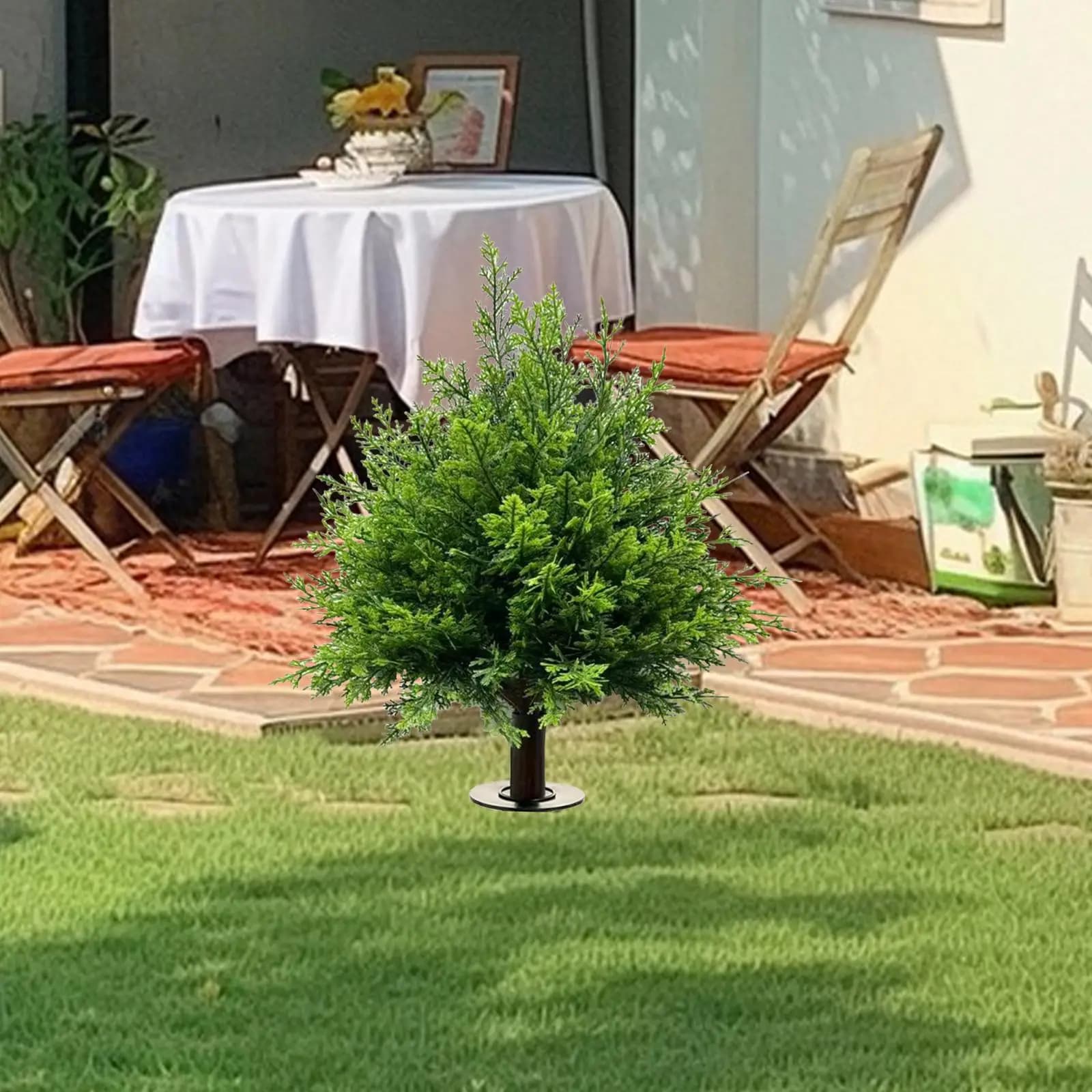 Decorative Artificial Cypress Tree with Earth Support for Balcony, Interior/External, Garden