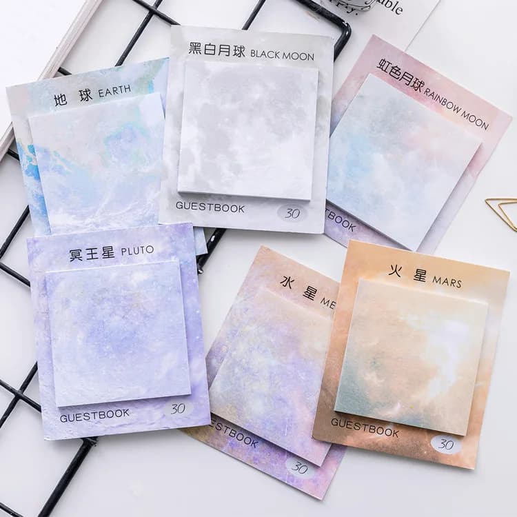 Note adesive quadrate estetiche Planet Tearable e Sticky Oil Paintings Note pad, Note e messaggi adesivi linguette adesive