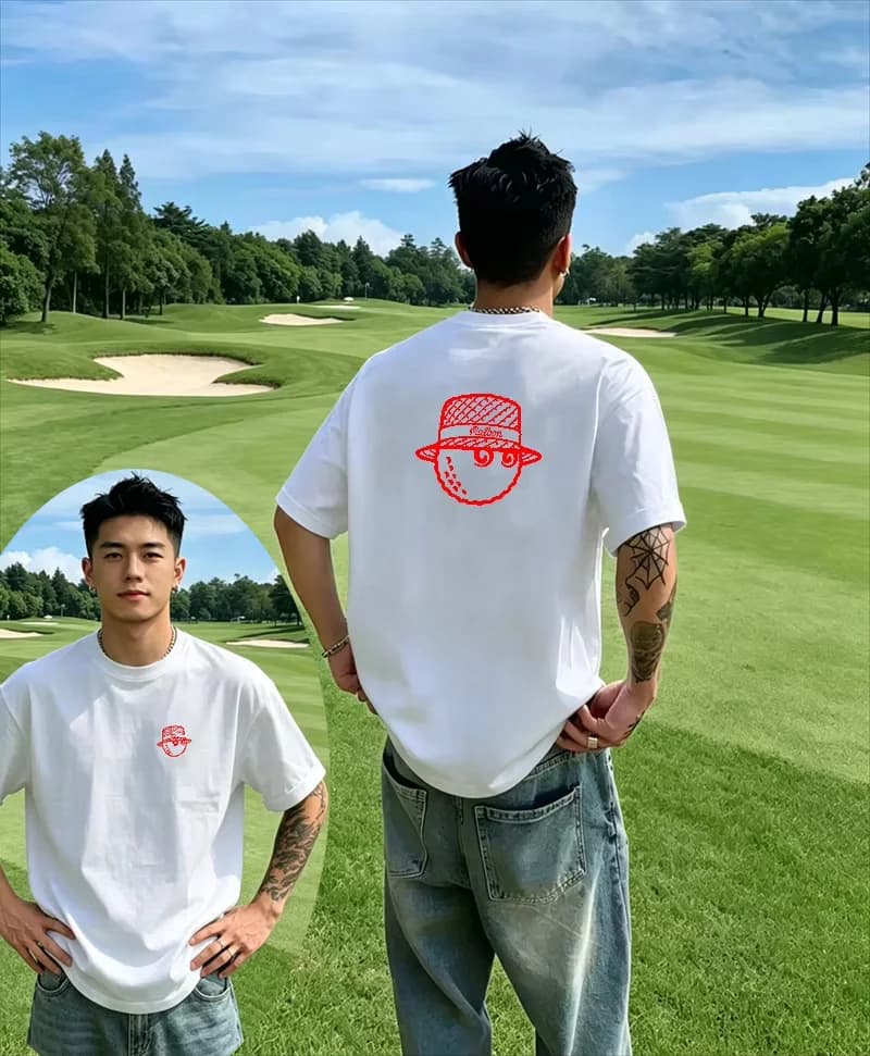 2026 New Men's Navy Blue Streetwear Golf T - Shirt with Golf Clothing Golf Ball & Cap Graphic Modern Casual Short-sleeved Top