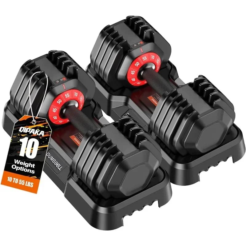 Set di Manubri Regolabili, 10 in 1/15 in 1, Pesi Regolabili, Set di Pesi da 25/55/52,5 libbre con Impugnatura Antiscivolo
