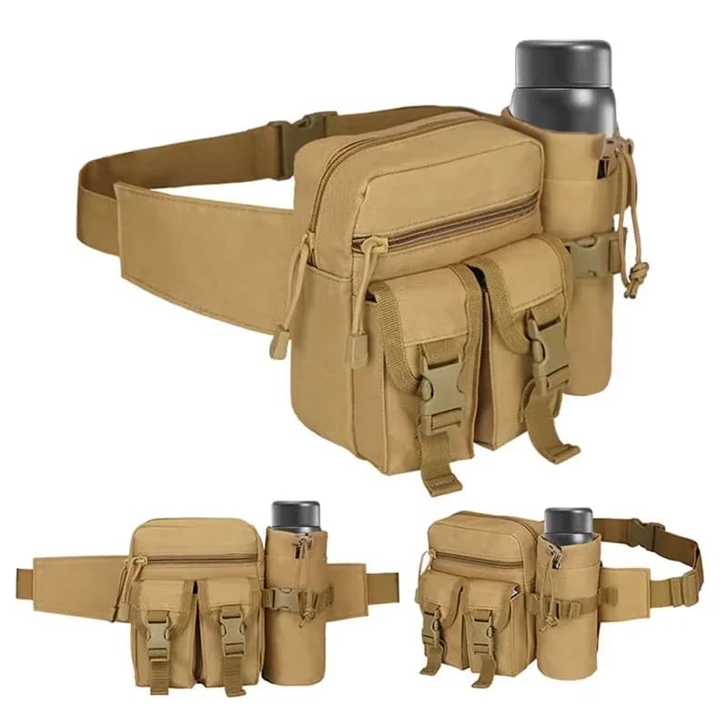 Outdoor Waterproof Tactical Men Waist Pack Oxford Nylon Hiking Water Bottle Phone Pouch Sports Hunting Climbing Camping Belt Bag