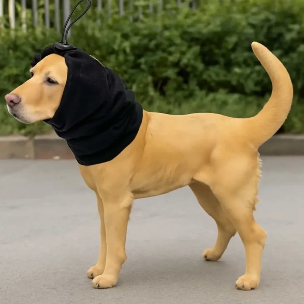 Paraorecchie calmanti per cani elastici Morbidi e caldi regolabili Paraorecchie per toelettatura per cani Lavabile a prova di freddo Ghetta per il collo dell'animale domestico Cura di bellezza