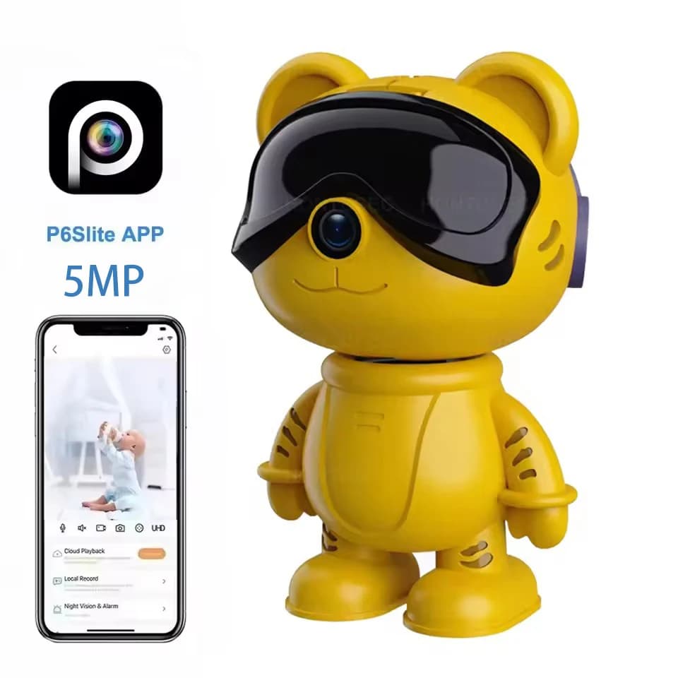 Telecamera di sorveglianza interna WiFi wireless da 5MP Visione notturna PTZ Protezione di sicurezza vocale bidirezionale HD Smart Home P6 Slite Robot cam