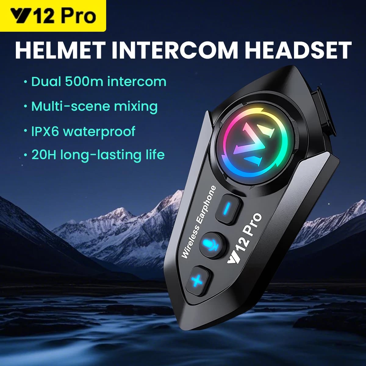 Y12 Pro Doppio microfono Casco moto Auricolare Chiamata in vivavoce wireless Lettore musicale impermeabile Altoparlante Radio FM Auricolare