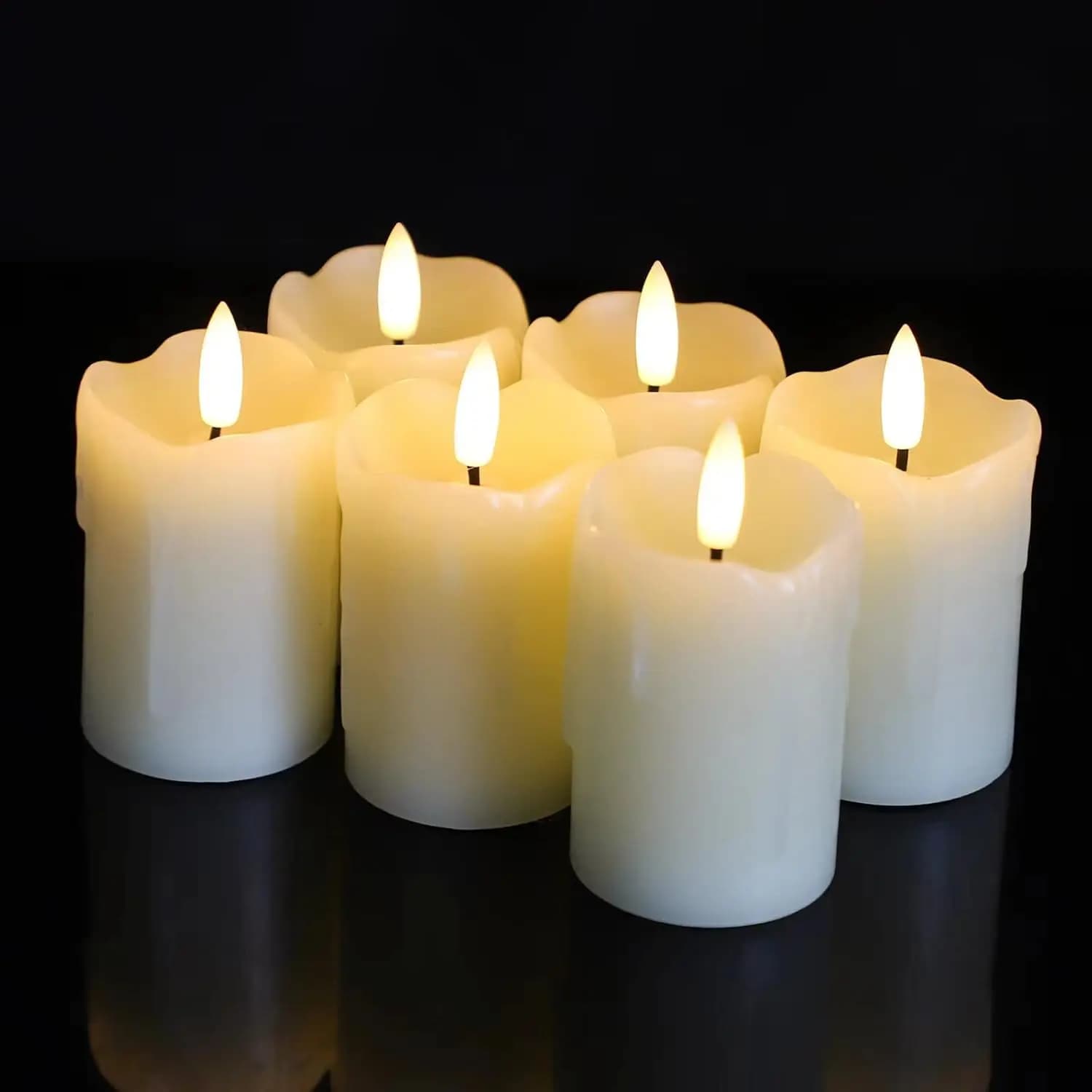 Set di 6 Candele Votive Senza Fiamma con Telecomando e Timer, 2"x3", LED Realistico Effetto Sfarfallio, Luce Bianca Calda, Batterie Incluse