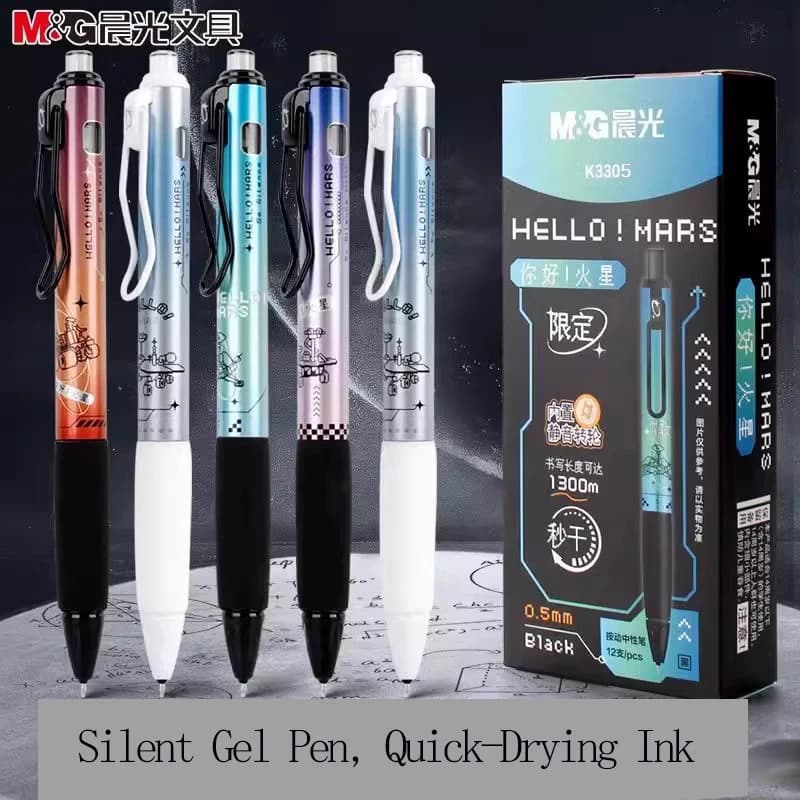 M&G Penna gel silenziosa 0,5 mm Pennino ST nero Cartuccia ricaricabile con impugnatura in gomma morbida per inchiostro ad asciugatura rapida per studenti e uso in ufficio