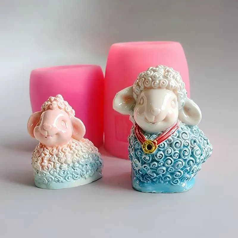 3D Cute Sheep Silicone Mold With Non: Stick Surface Easy Release DIY Candle Soap Resin Decor