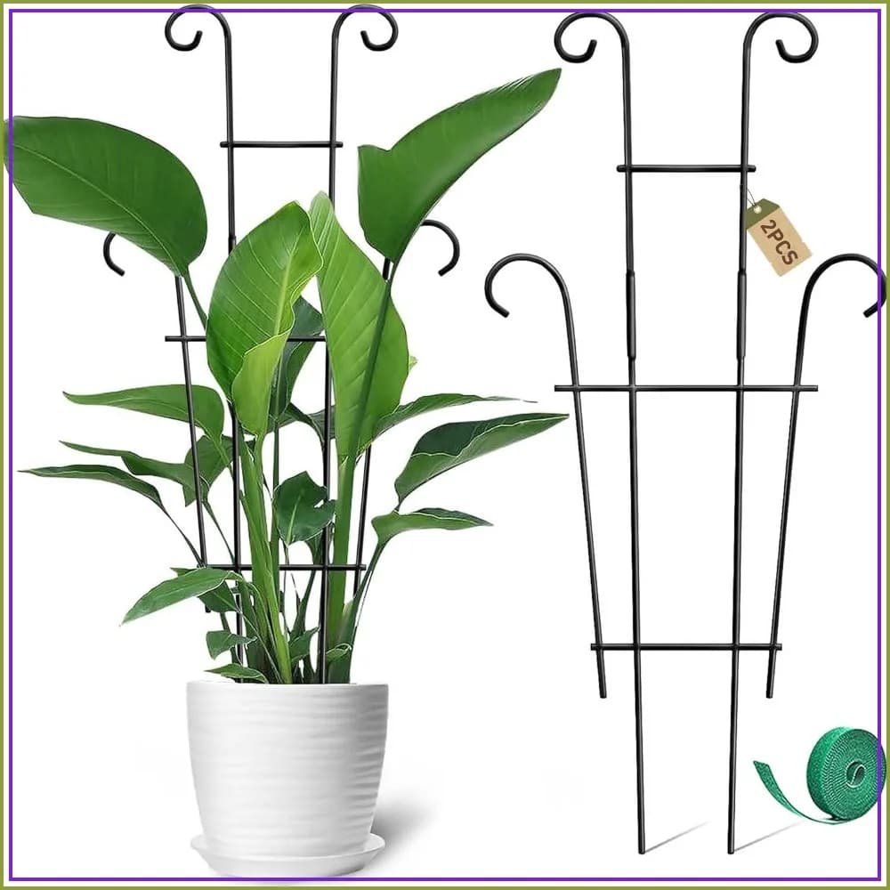 23in Tall Plant Trellis for Climbing Plants Indoor, Sturdy Metal Houseplant Support for Potted Plants, Vine Plant Decor, 2-Pack