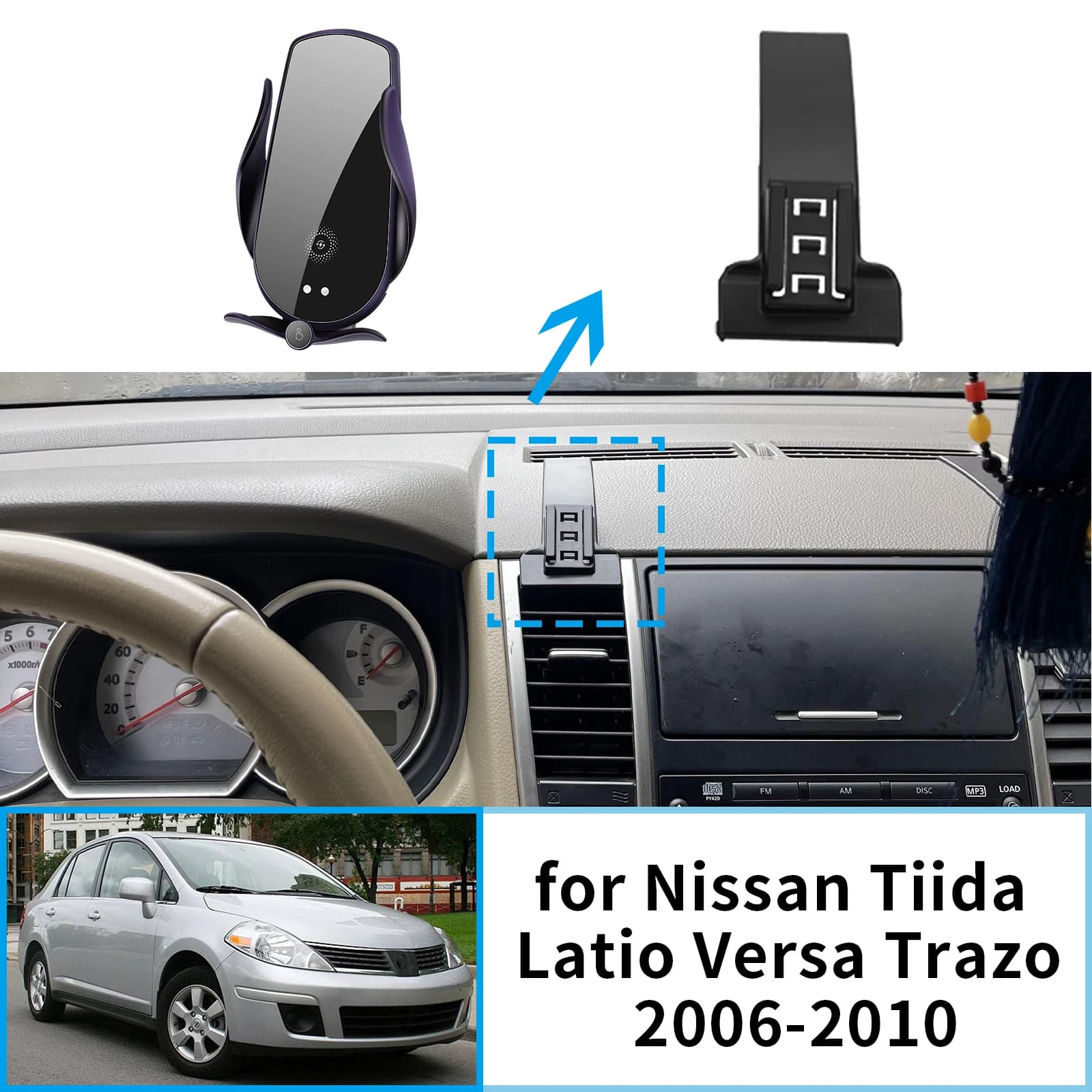Car Mobile Phone Holder for Nissan Tiida Latio Versa Trazo C11 2006-2008 2009 2010 GPS Bracket Navigation Stand Auto Accessories