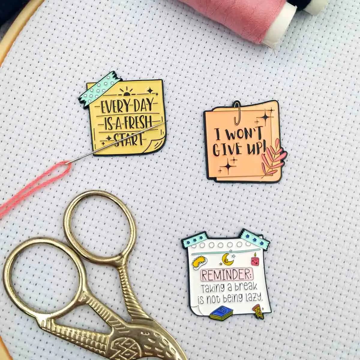 Needle Minder Magnet for Hand Sewing, Handwritten Text Needle Nanny, Strong Magnetic Needle Keeper, Cross Stitch Embroidery Tool