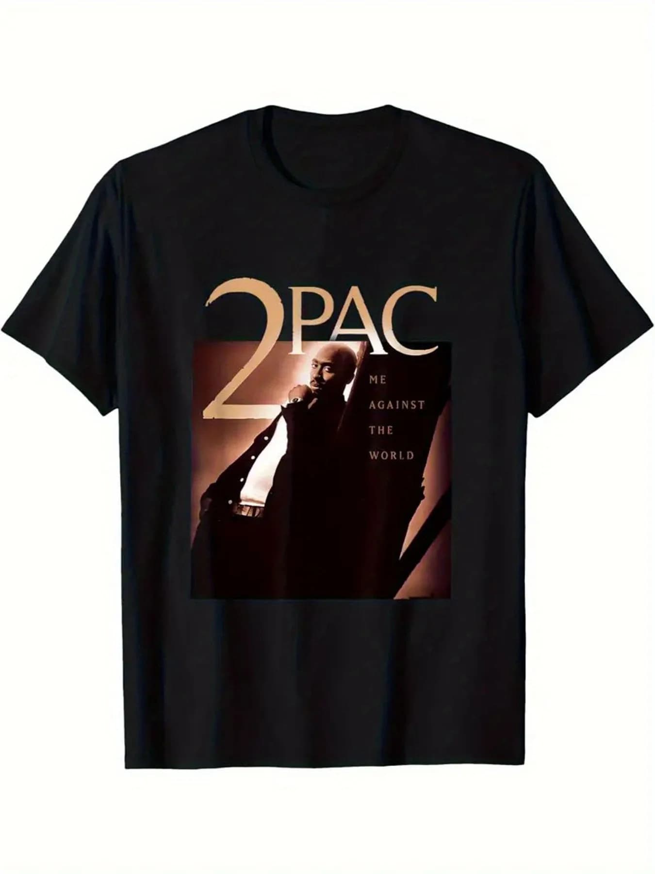 1 pz 100% cotone Tupac Me Against The World modello lettera stampa maglietta, stagionale casual New Wave maglietta da uomo