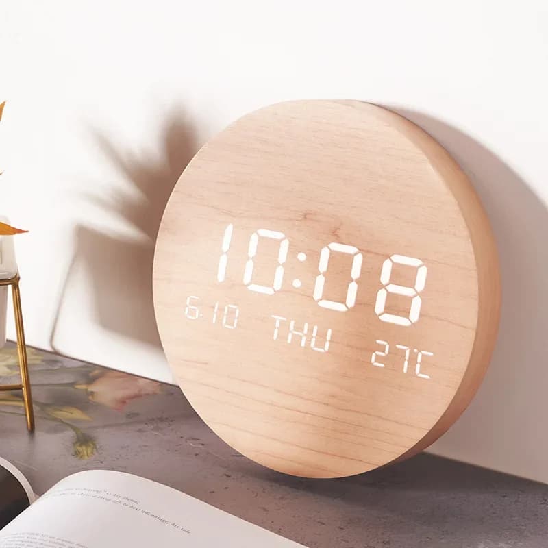 1Pc Orologio da parete digitale a LED Temperatura Data Ora Display multifunzione Sveglia silenziosa per camera da letto Soggiorno Orologio sospeso