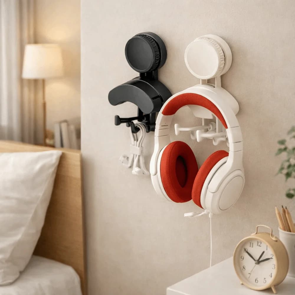 Gancio per auricolare con ventosa in plastica da 4 pezzi Gancio per auricolare senza perforazione antiscivolo Supporto per controller impermeabile salvaspazio
