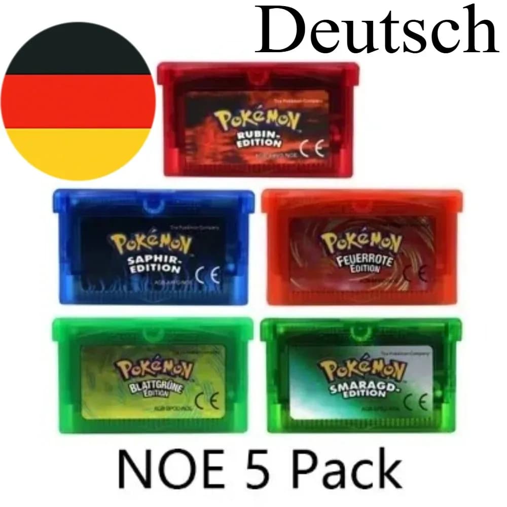 Popolare Deutsch German GBA Pokemon Gioco Cartuccia video a 32 bit Scheda console Smeraldo FireRed Ruby LeafGreen Sapphire