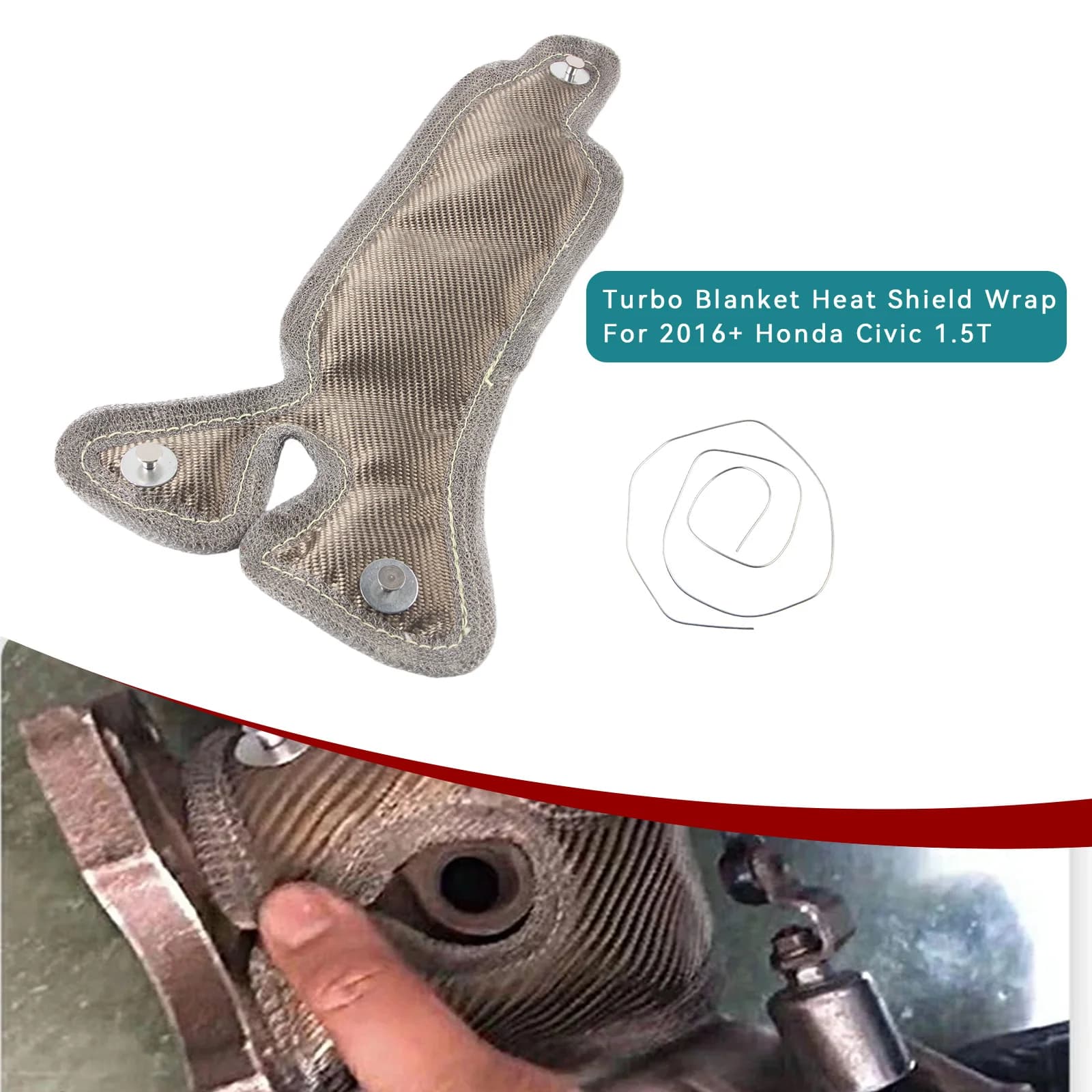 Per il 2016+ Honda Civic 1.5T Turbo Coperta Scudo termico Avvolgimento Maglia in acciaio inossidabile Fibra di basalto al titanio