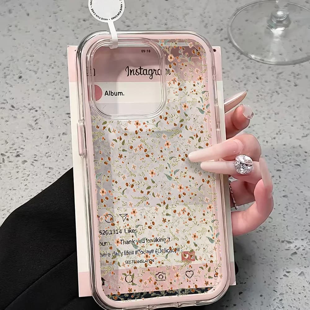 Custodia Trasparente con Fiori Selvatici per iPhone 17 13 16 15 11 12 14 Pro Max 17 Air XR X, Cover in Silicone 2 IN 1 Antiurto Morbida in TPU