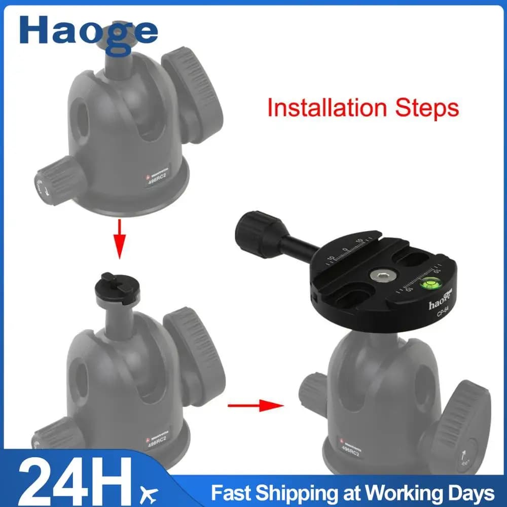 Haoge hg-Combo Boss Adattatore con 64 millimetri Arca-Swiss Compatibile Quick Release Morsetto per Manfrotto Treppiedi Testa A Sfera morsetto di Ricambio