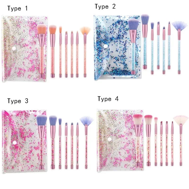 7 pezzi/set pennelli per trucco con glitter diamantati fondotinta in polvere per sfumare ombretto kit di strumenti per trucco di bellezza cosmetica