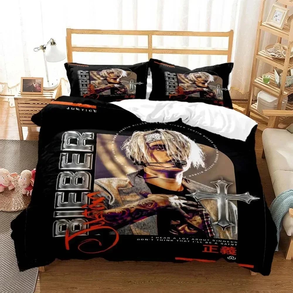 Singer Justin Bieber Fashion 3D Bedding Set Printed Bed Set With Pillowcase Bed Duvet Cover Soft Queen King Size Bedclothes Home