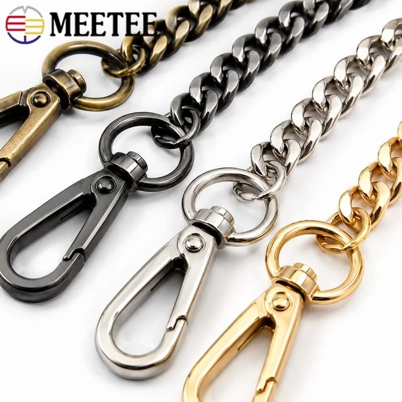 1Pc 9mm 60-120cm Metal Handbag Chain Strap with Lobster Clasps for Purse Shoulder Bag Replacement DIY Craft Hardware Accessories
