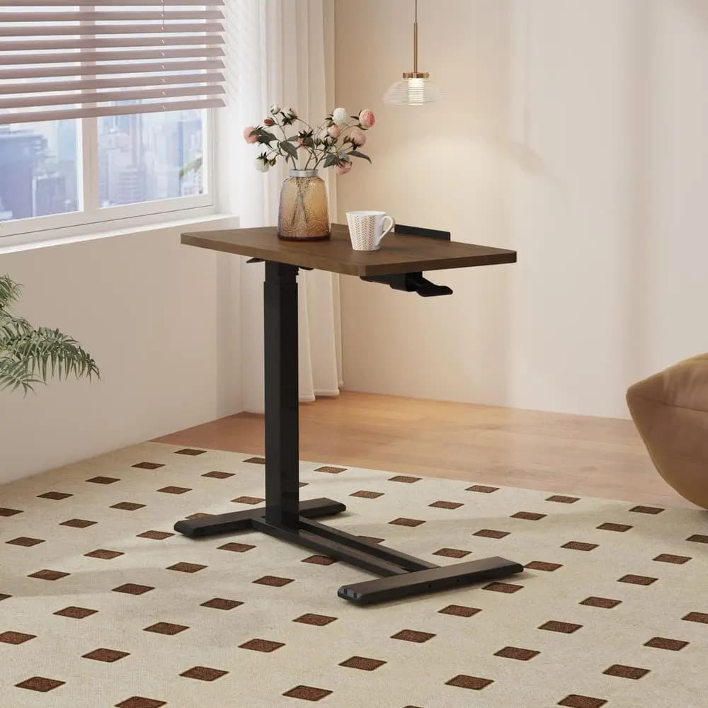 Tavolino da letto regolabile con ruote, piano inclinabile a 90°, scrivania mobile pneumatica per laptop con vassoio