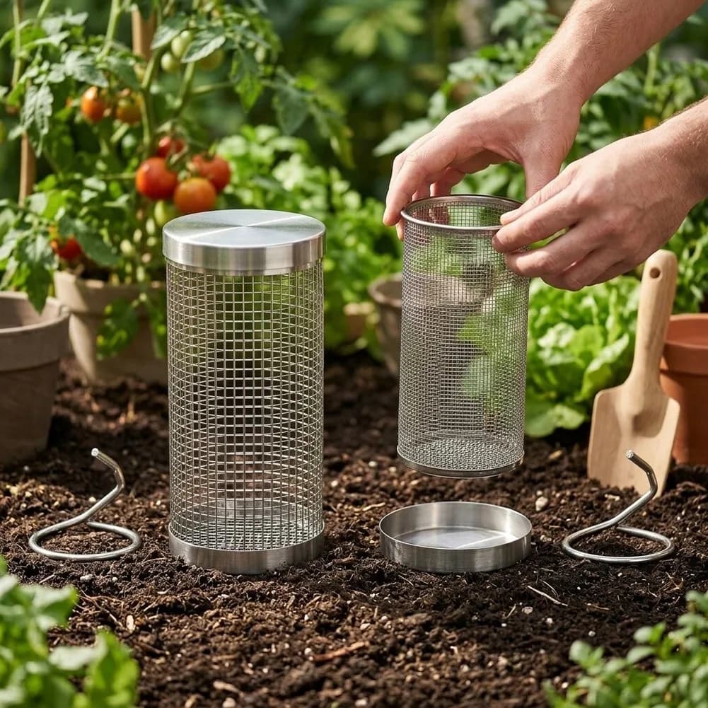 2pcs Composting Stations With Pull Ring Worm Farm For Wiggler Vermicomposting Stainless Steel For Earthworm Composting Bins