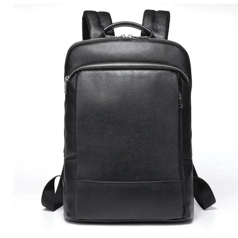 Zaino da uomo in vera pelle 100% naturale borsa da viaggio d'affari in pelle bovina sottile Laptop ricarica USB zaino antifurto scuola