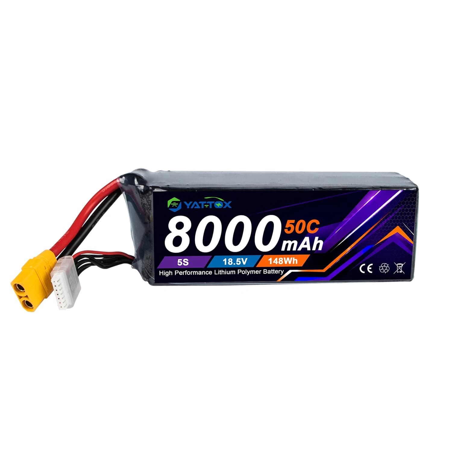 Yattox 5S 8000mAh 50C LiPo Battery 22.2V High Power Rechargeable Battery Pack for RC Airplane Helicopter Drone Car