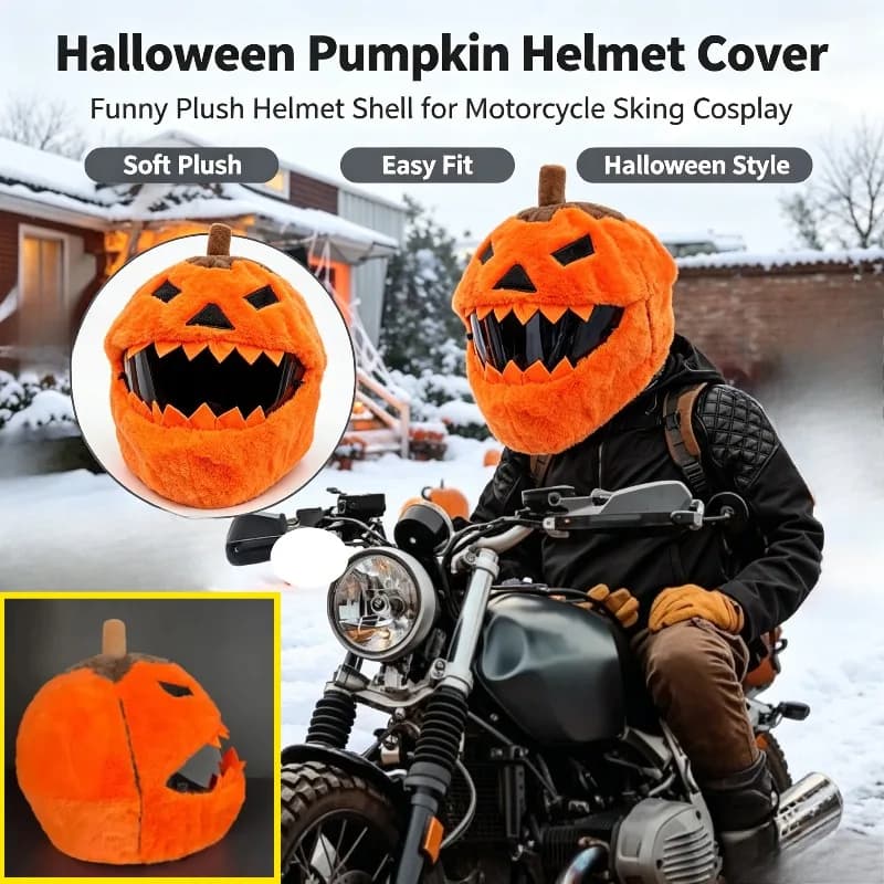 Funny Protective Helmet Case Halloween Pumpkin Motorcycle Helmet Cover Cartoon Plush for Christmas Motorbike Accessories