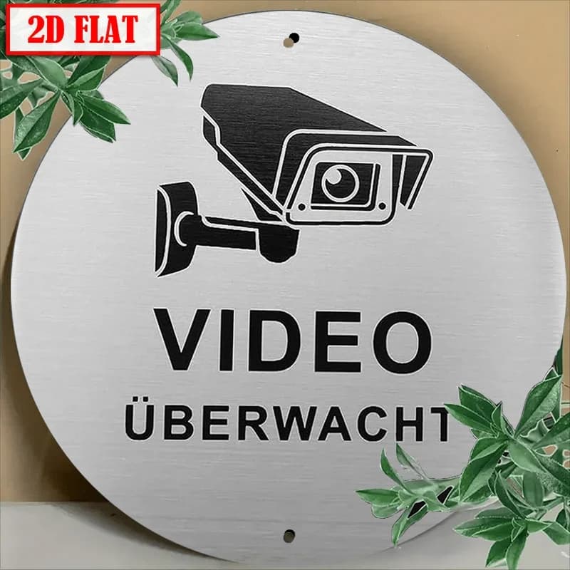 Segnale di videosorveglianza piatto 2D in alluminio 8x8 pollici, impermeabile per esterni e interni, allarme telecamera di sicurezza da parete