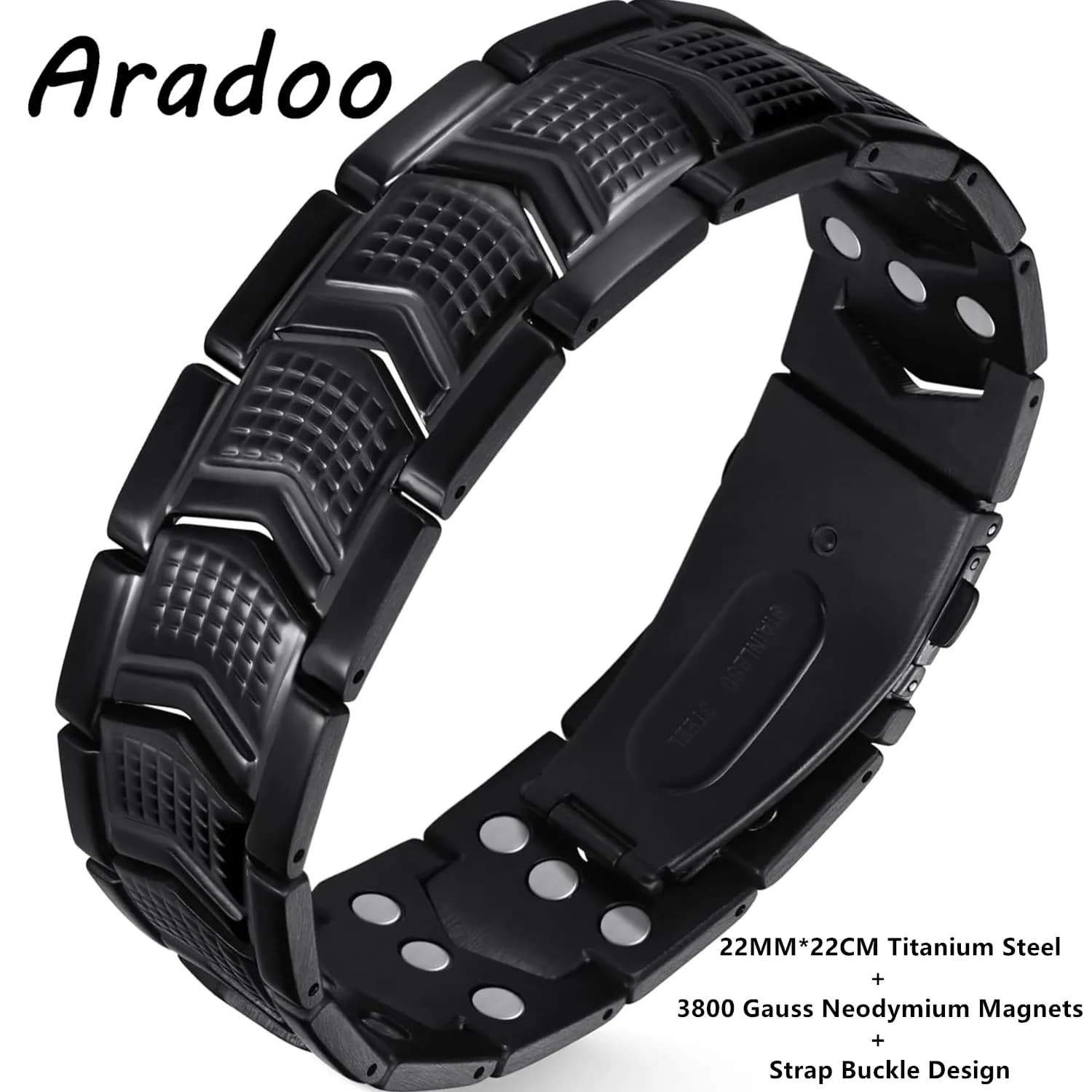ARADOO 3X Strength Magnetic Titanium Steel Bracelets for Men with Premium Fold–Over Clasp Wristband Jewelry Gifts