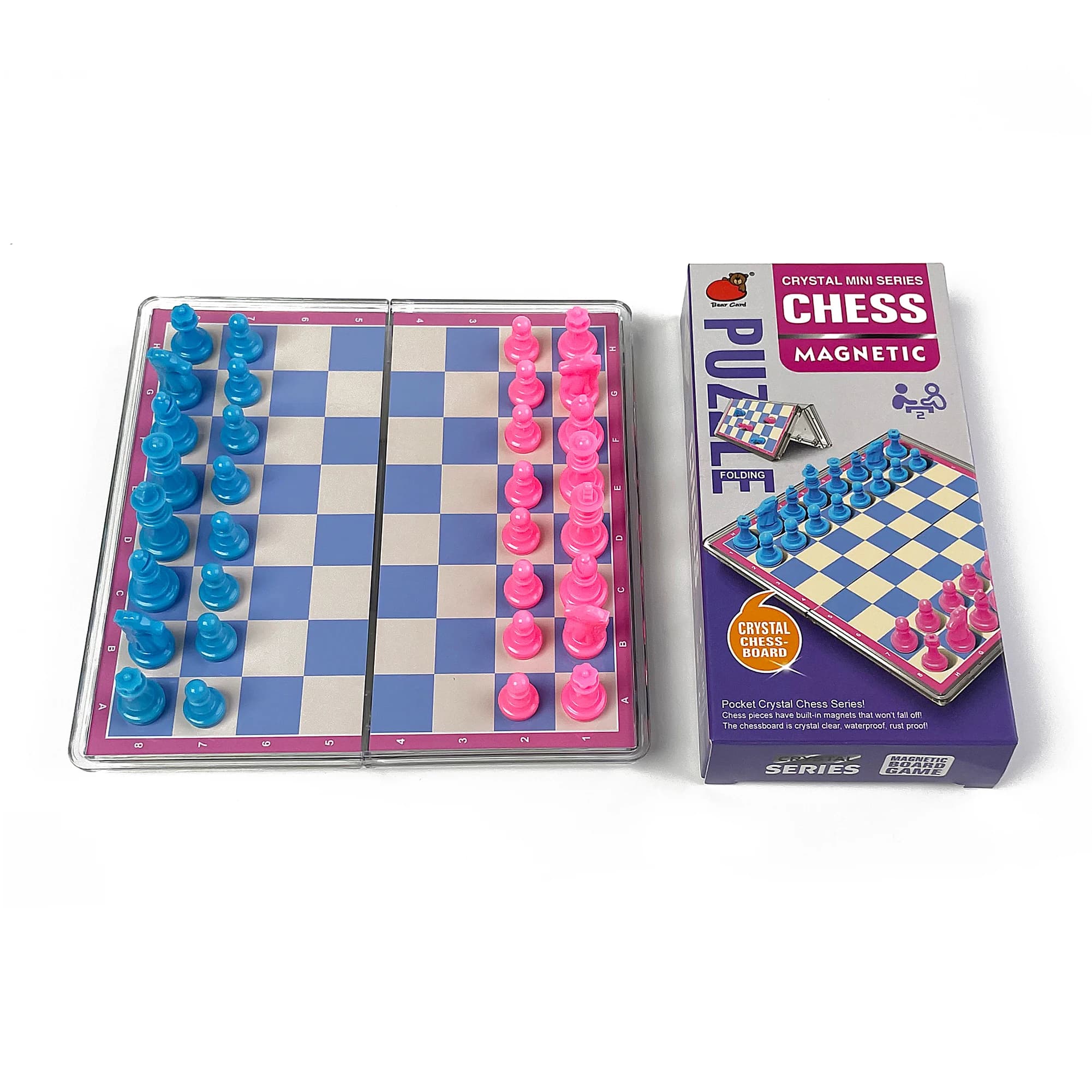 Scacchiera Magnetica Pieghevole in Cristallo, Set da Gioco Portatile per Viaggi e Attività all'Aperto