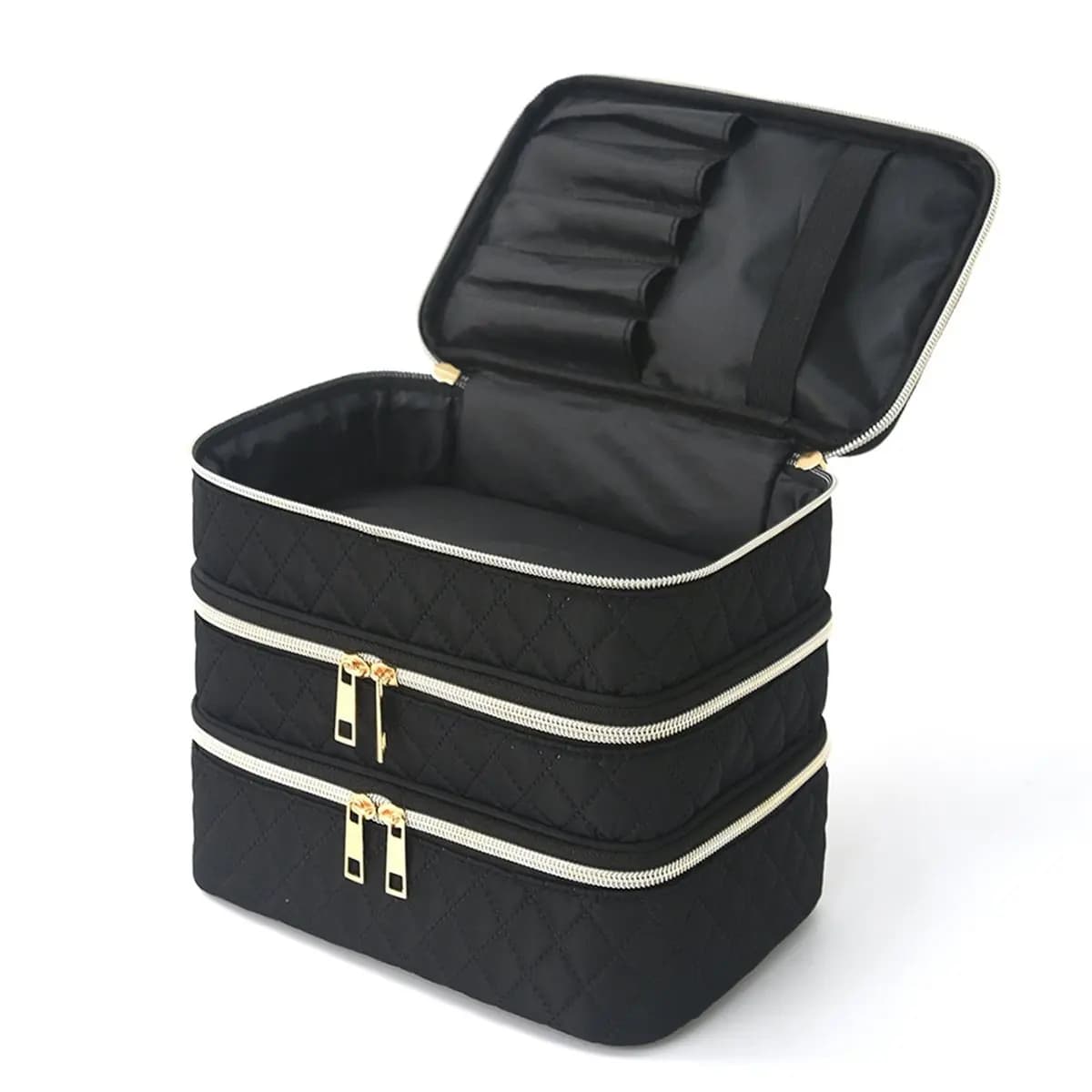 【CYBER MONDAY】3 Layer Portable Nail Polish Organizer Bag for Travel - Essential Storage for Nail Art Tools Black