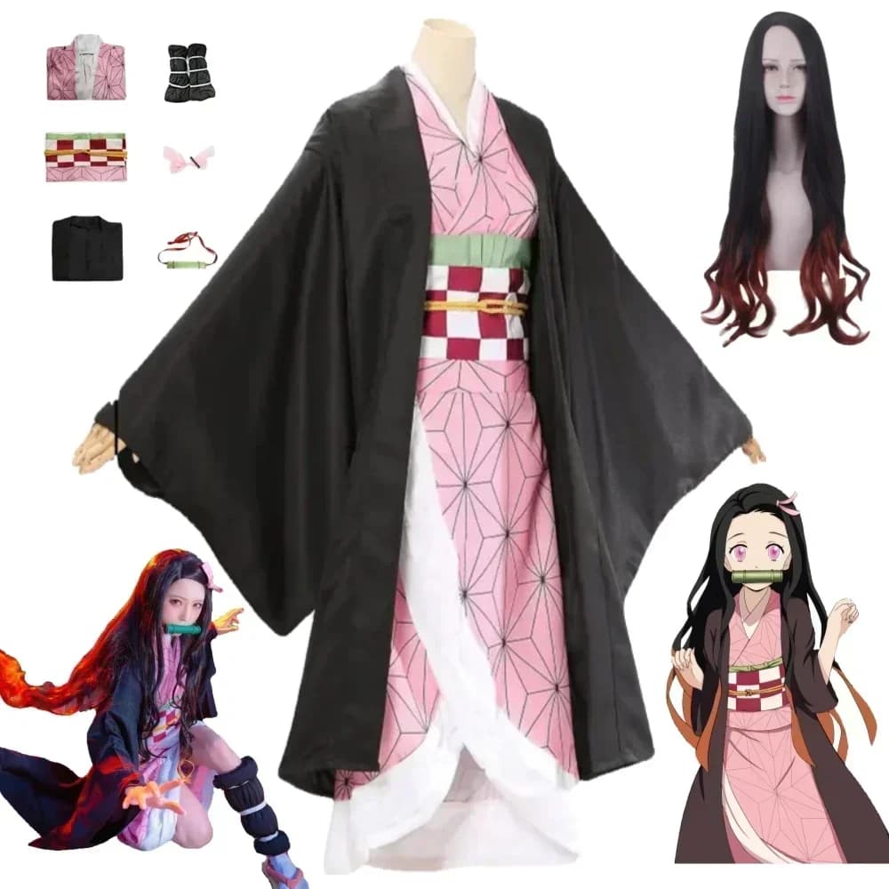 2026 Cosplay Kostuum Anime Kimono Pruik Uniform Halloween Vrouwen Kinderkleding