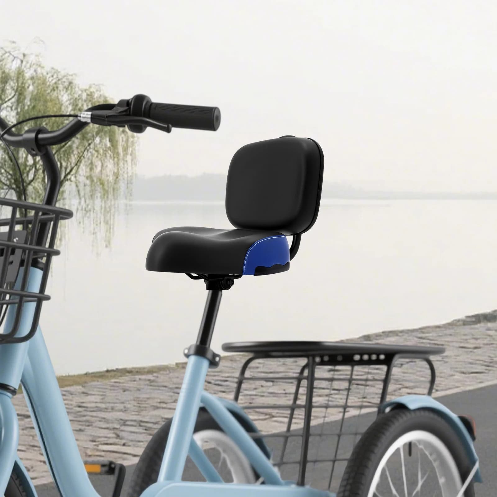 Sella per bicicletta ampia ed ergonomica, ampia e confortevole, sedile universale con cuscino per schienale per uomini e donne, per pendolarismo in bicicletta per adulti