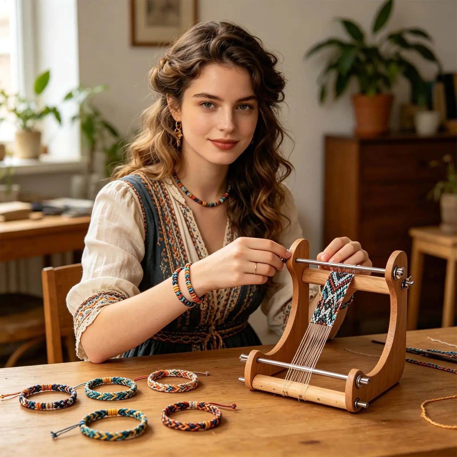 1pc Wood Beading Loom Adjustable Vertical Beading Frame Bracelet Weaving Machine Handmade Beads Knitting Tool For Making necklac
