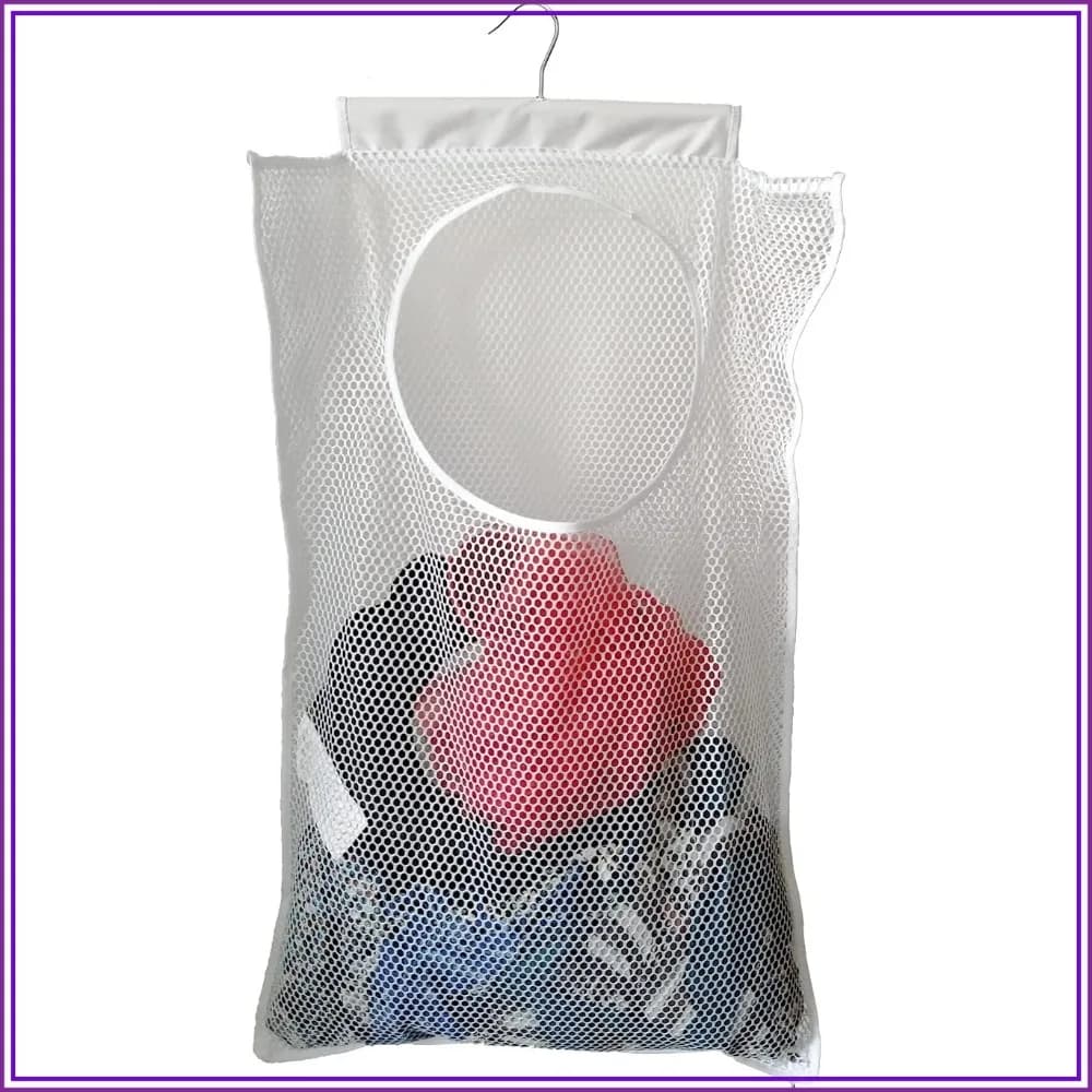 Large Hanging Mesh Laundry Hamper 30x20x2in Dirty Clothes Bag for Behind Door, Closet, Caravan, Bathroom