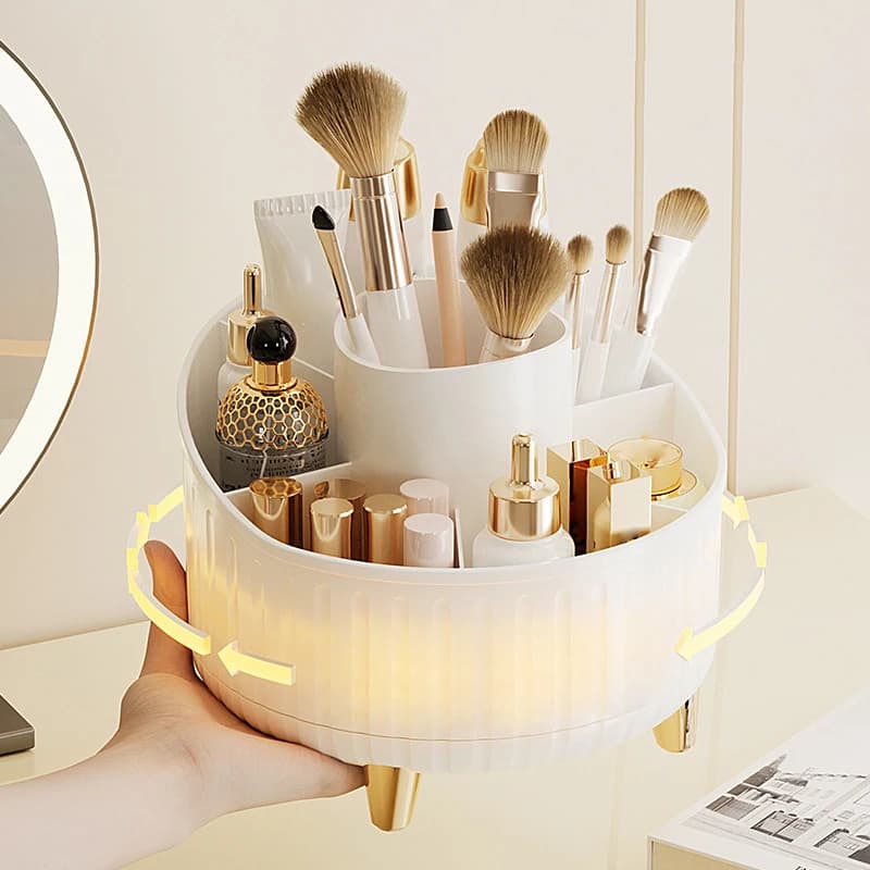 Portaoggetti da scrivania multifunzionale per cosmetici, per bagno desktop Vanity 360 ° Organizer porta pennelli per trucco girevole a 7 slot