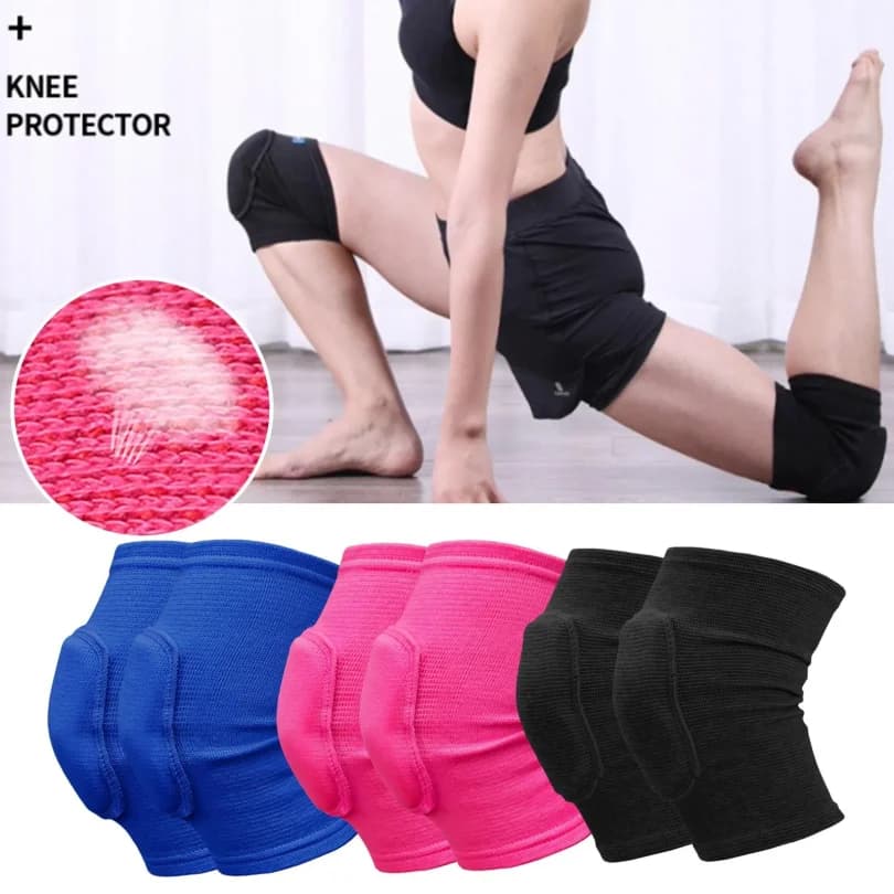 Ginocchiere a compressione sportiva da 2 pezzi Protezione elastica per il ginocchio Supporto per ginocchiera in spugna addensata per allenamento di danza