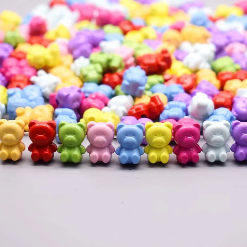 Nuovo arcobaleno colorato simpatico orso perline acriliche per la creazione di gioielli fai da te orsi collana braccialetto orecchini regalo croce grande foro