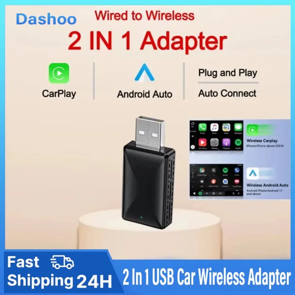 2025 NUOVO 2in1 Wired A Wireless CarPlay Mini Box Android Auto Adattatore Smart box BlueTooth WiFi Connect Plug & Play Universale Mini