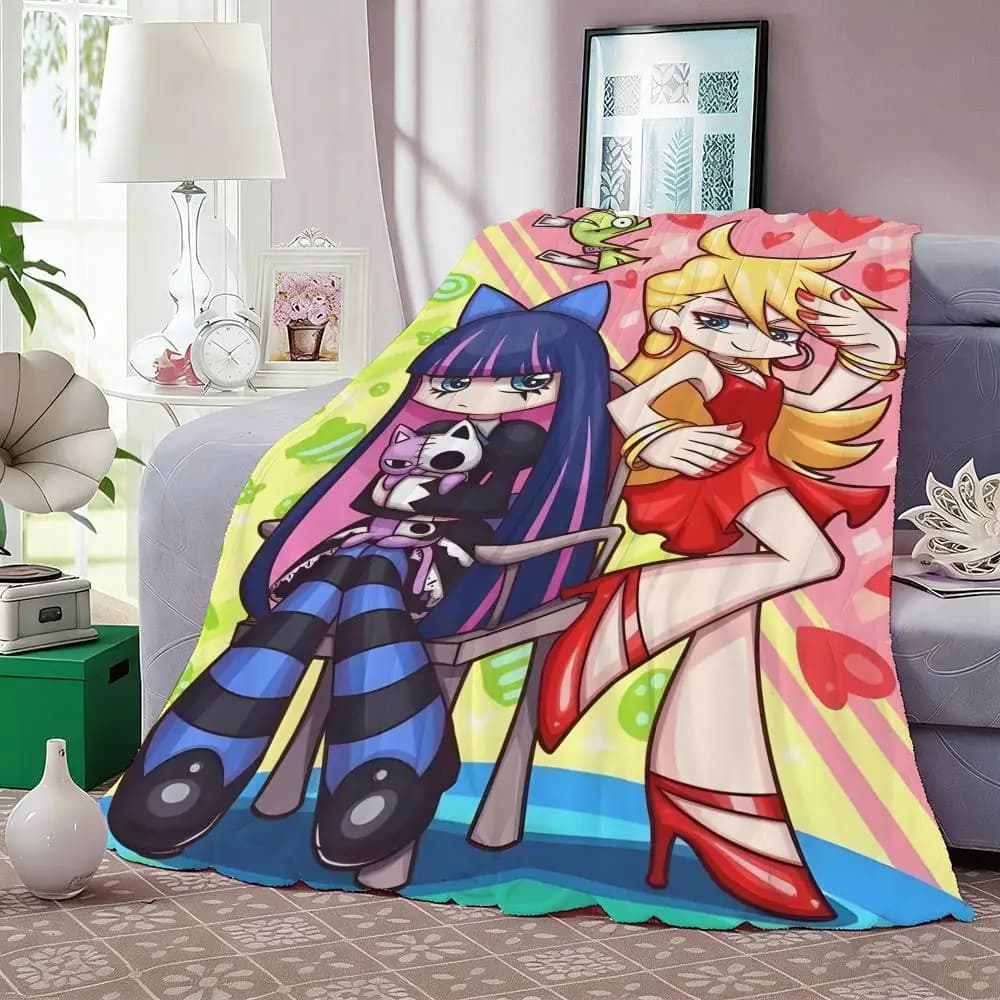 Panty and Stocking Throw Lightweight 240g Flannel Blanket Soft Skin-friendly for Summer Cooling