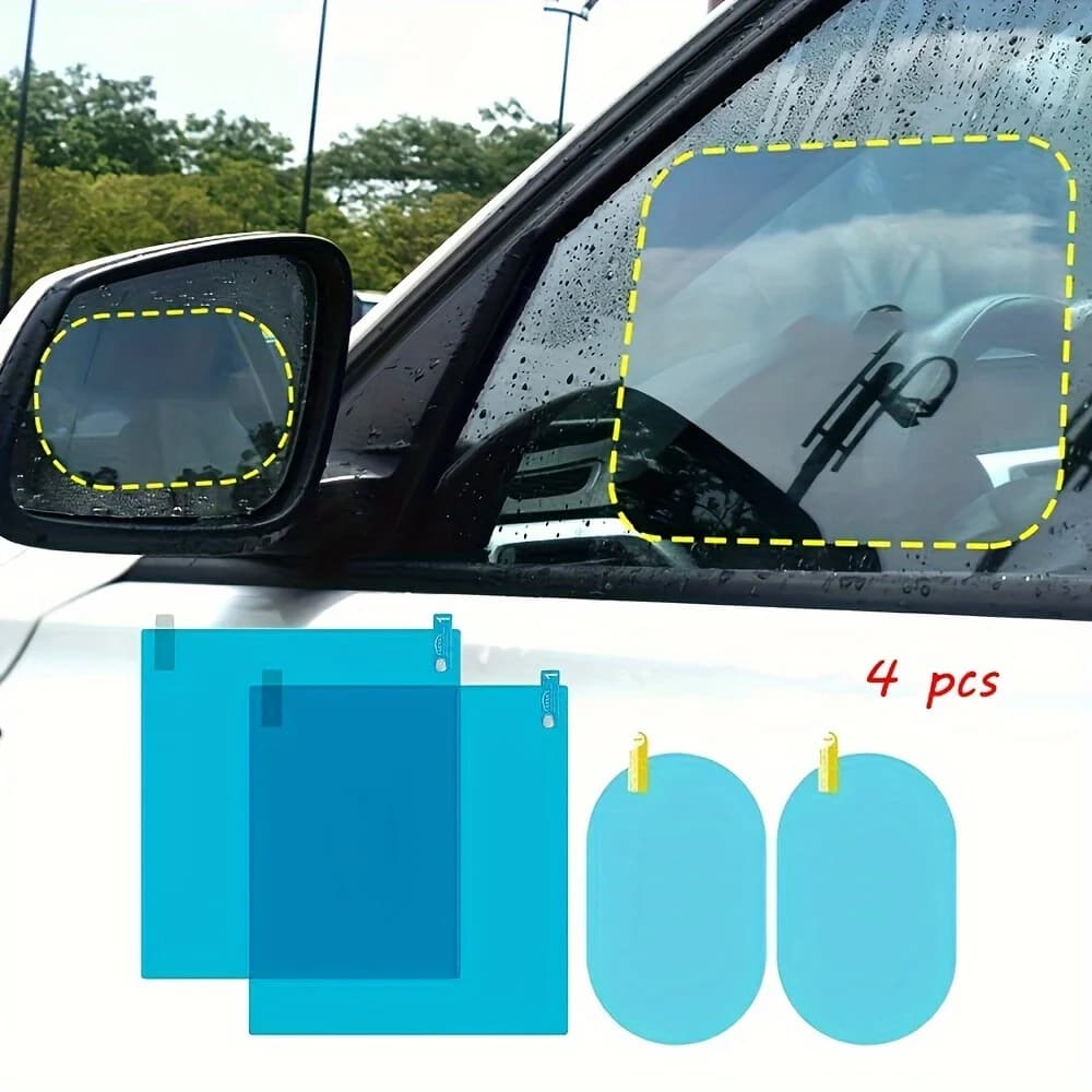 4 pezzi Pellicola protettiva per specchietto retrovisore per auto Adesivo per finestrini laterali, Pellicola per specchio impermeabile antiriflesso antipioggia Trasparente Nano Coatin