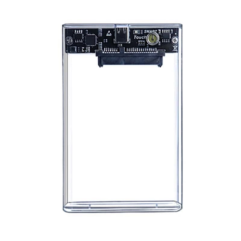 Custodia per HDD di tipo C Custodia per disco rigido SSD SATA da 2,5 pollici Custodia esterna Custodia per HDD esterna mobile trasparente