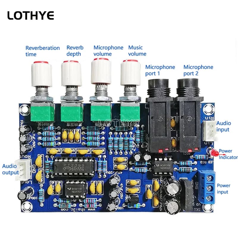PT2399 Scheda amplificatore per microfono Scheda di riverbero karaoke Karaoke OK Modulo amplificatore digitale Doppio AC12V PCB elettronico fai da te