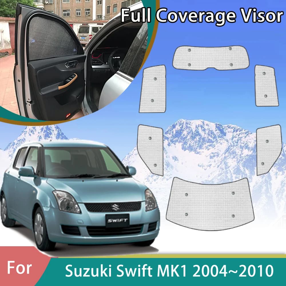 Auto Copertura Completa Tende Da Sole Per Suzuki Swift MK1 RS 2004 ~ 2010 Accessori Auto Protezione UV Parabrezza Finestre Visiera Solare 2008