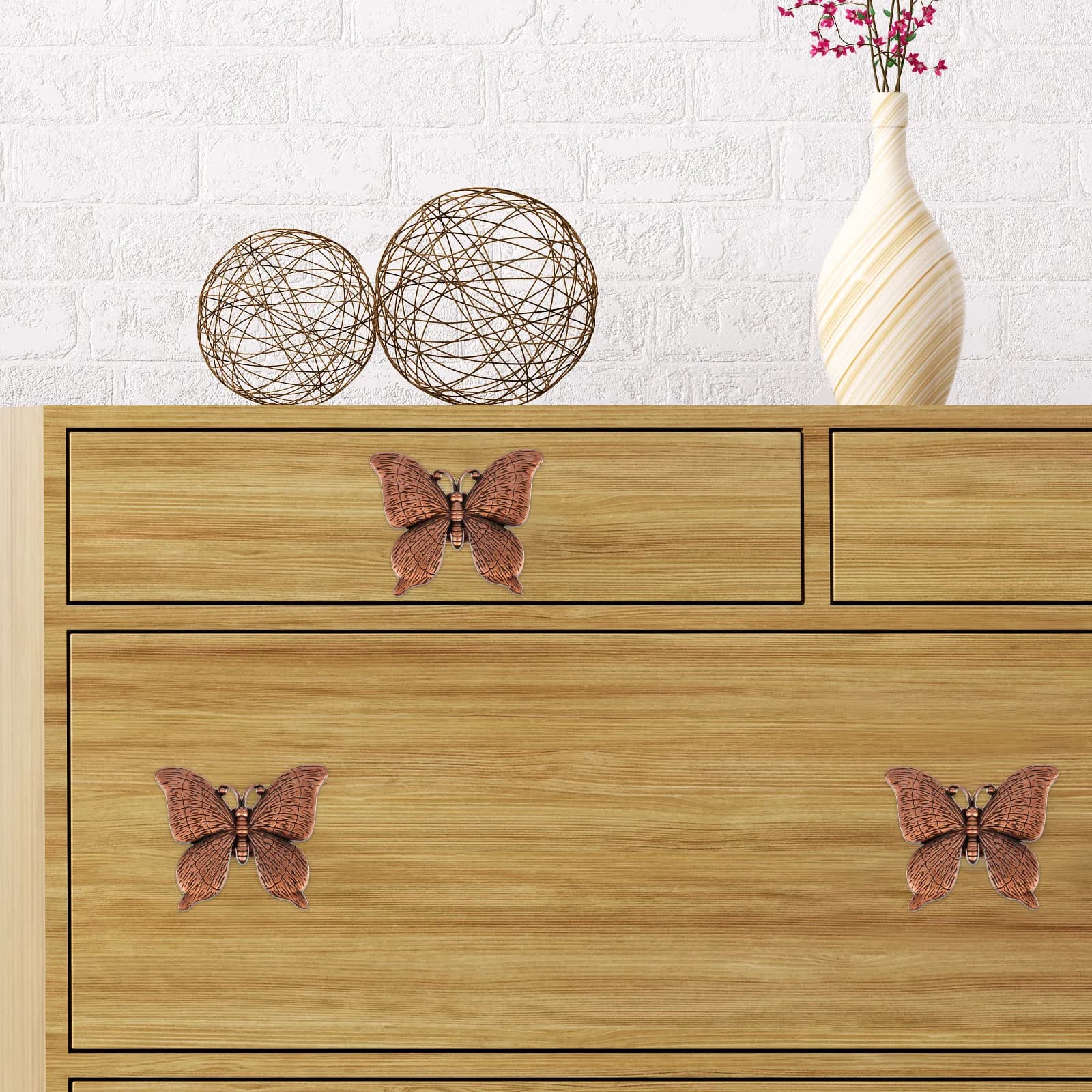 2 Pezzi Maniglie a Farfalla in Metallo per Cassetti, Armadi, Scarpiera, Libreria - Maniglie Decorative per Porte di Mobili