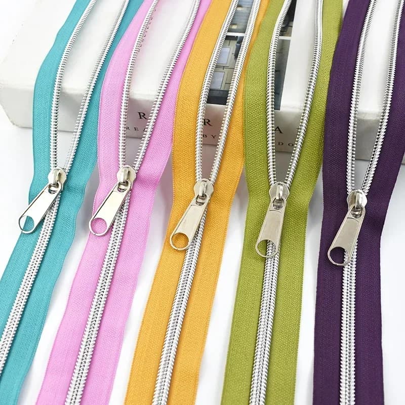 1/2/3 Metri 5 # Cerniera in Nylon per Cucito +5 # Kit di Riparazione per Cerniere con Cursori, Nastri e Accessori Fai-da-Te per Borse e Tasche